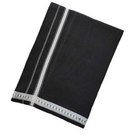 Kolakeer™ Men's Cotton Pentex Dhoti - Kerala Style Single Mundu with Golden Resham Border - 4 Mulam/1.9 Mtrs (Blacko)
