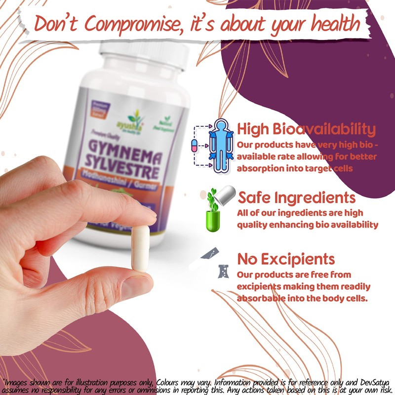 Ayushya Gymnema Sylvestre (Madhunaashini) Capsule, 500 mg Pure Extract, 60
