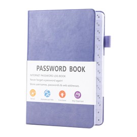 B6 Password Book Alphabetical with Tabs, Password Book for Seniors, Address Book for Computer and Website Login(Purple)