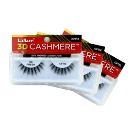 LAFLARE 3D CASHMERE Eyelashes, Natural Look, FRESH, GLAM, WISPY, HOT, Fluffy, Soft, Reusable, Luxurious Handmade Strips False Lashes - 3 PACKS SPECIAL BUNDLE CF (CF112, 3)