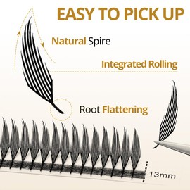 Lunamoon Ready-Made Fan Eyelashes, Ready-Made Fan Eyelashes, Volume Premade Fans Ready-to-Use Eyelash Fans, Eyelash Extension, Volume Eyelashes (Leaf-0.07D/8-15 mm)