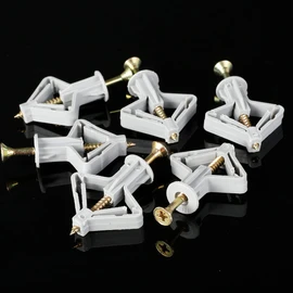 50pcs Plasterboard Fixings Anti Rotate Drywall Anchor Kit Stable Expansion Tube Anchors Butterfly Type Wall Fixing Anchor with Screws
