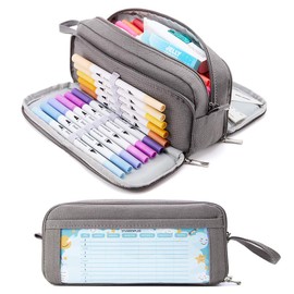 Kalidi Pencil Case with 3 Compartments, Large Capacity Pencil Case, Pencil Pouch for School & Office