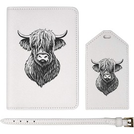 Azeeda 'Highland Cow Head' Passport Cover & Luggage Tag Travel Set (PA00028693)