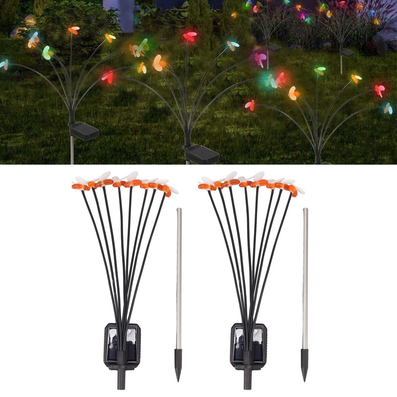 2Set Solar Bee Garden Lights IP65 Waterproof 8 LED Decorative