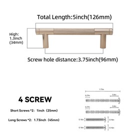 BUKOBYHE 10 Pack 3-3/4 Inch Champagne Bronze Kitchen Cabinet Handles Knurled Cabinet Pulls Drawer Pulls Cabinet Hardware