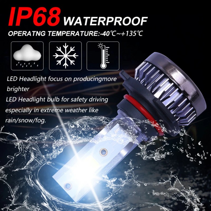 4PCS 9005+9006 8000K LED White Light Mini Headlight Set Bulb