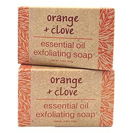 Greenwich Bay Trading Co., Orange and Clove Essential Oil Exfoliating Bath Bar Soap, Set of 2, 8.6 Ounces Each