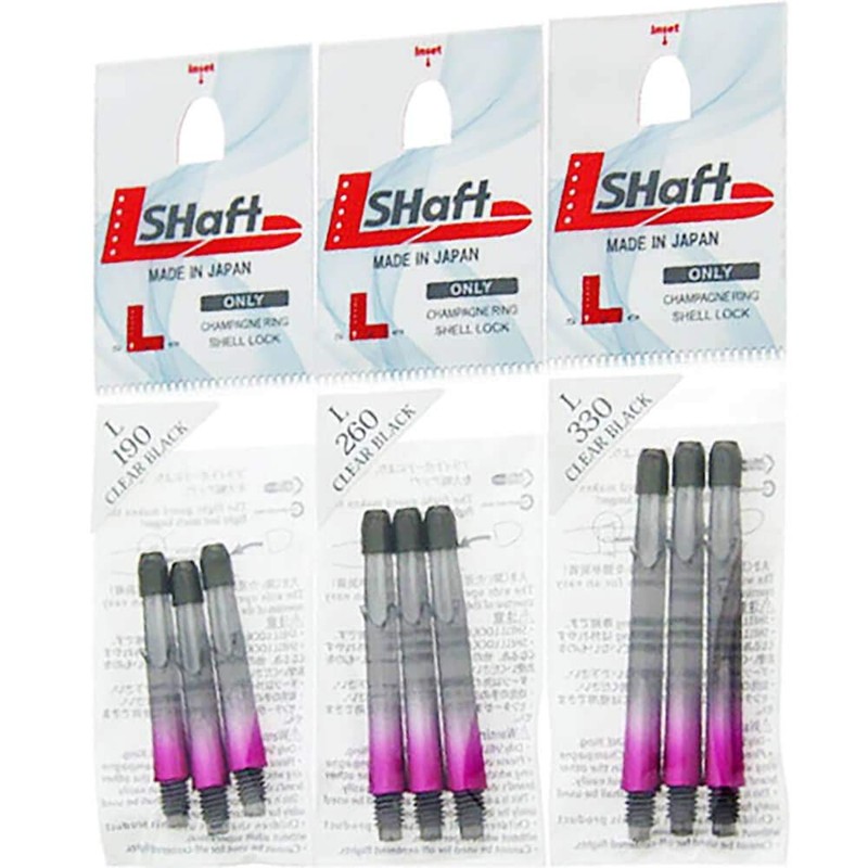 L-Style L-Shaft Lock Straight Twotone Black Clear Pink Display Length