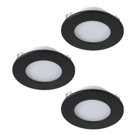 EGLO connect.z Smart Home Fueva-Z LED Recessed Bathroom Spotlights, Diameter 85 mm, ZigBee, App and Voice Control Alexa, Warm White/Cool White, Dimmable, 3 Metal Recessed Spotlights, Black, IP44