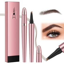 Magic Eyebrow Pencil, Waterproof 3D Eyebrow Pencil, 3D Microblading Eyebrow Pencil, Strong Adhesion for Designing Natural Eyebrows (Dark Brown)