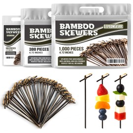 100 Pcs Black Bamboo Skewers 4.7" Decorative Cocktail Picks, Appetizers Toothpicks, Fancy Drinks Stirrers, Wooden Sticks, Charcuterie Garnish, Fruit Kabob, Martini & BBQ Party Food