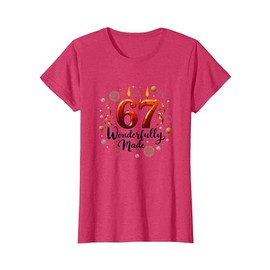 67 Wonderfully Made Birthday Gift for Seniors T-Shirt, Women, Red Heather