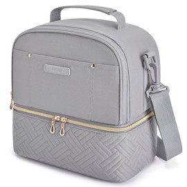 TOURIT Lunch Bag Women Double Deck Lunch Box Insulated Lunch Cooler for Women Men Work, Gray