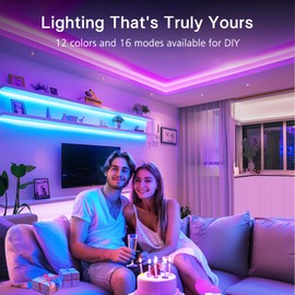 EMITEVER RGB COB Strip Light Kit 16.4ft,3150LEDs,Dimmable Color Changing