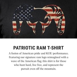 KUIU Patriotic Ram T-Shirt for Men, American Flag Ram Logo Tee, Lightweight Cotton Polyester Hunting Shirt, Soft, Durable Fit