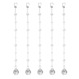 QUARKZMAN Pack of 5 Acrylic Crystal Garlands, Clear Crystal Beads Garlands, Chandelier Crystals Replacement Round Beads String Hanging for Wedding Decoration, Craft Jewellery (0.3 m / 0.98 ft)