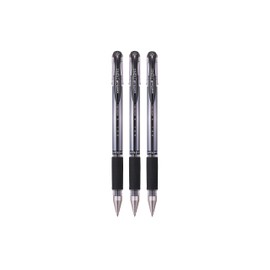 Uni-Ball UM-151S Gel Grip Rollerball Pens. Premium Medium 0.7mm Ballpoint Nib for Super Smooth Handwriting, School, Journaling and Note Taking. Fade & Water Resistant Uni Super Ink. Pack of 3 Black