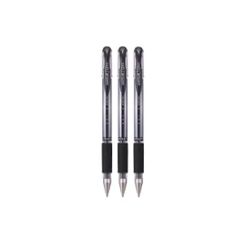 Uni-Ball UM-151S Gel Grip Rollerball Pens. Premium Medium 0.7mm Ballpoint Nib for Super Smooth Handwriting, School, Journaling and Note Taking. Fade & Water Resistant Uni Super Ink. Pack of 3 Black