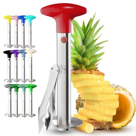 Zulay Kitchen Stainless Steel Pineapple Corer & Slicer – Heavy-Duty Pineapple Cutter with Reinforced Blade & Eye Removal Tool – Effortless Pineapple Core Remover & Slicer - Red