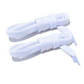 Curtual Wide Flat Athletic Shoelaces with Wide Shoelaces Flat Shoe Laces [2 Pairs] [6 Color][8 Size] for Sneakers and Shoes (27" inches (69 cm), White)