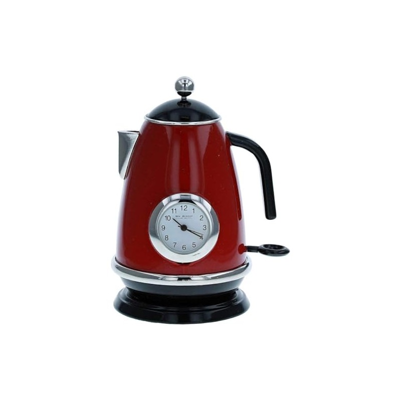Miniature Red Round Kitchen Kettle Ornament Novelty Collectors Clock 9709