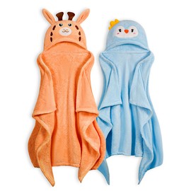 Toddler Bath Towel Hooded Kids Towel Bath Baby Towels with Hood for Boy Girl 0-5 Years, 2-Pack Soft Absorbent Baby Bath Towel Toddler Towels with Hood, Thick 50''x32'' Kids Hooded Towel for Toddlers