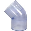 Clear PVC Pipe Fitting (bluish tint): 45 Degree Elbow, Schedule
