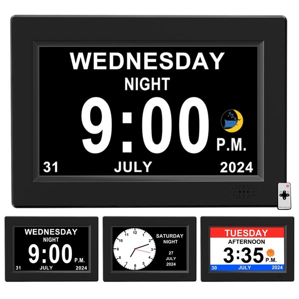 8inch Extra Large Impaired Vision Digital Alarm Clock with Day