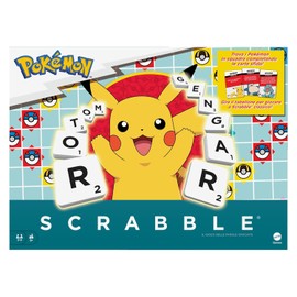 Mattel Games - Scrabble Pokémon The Crossword Board Game with 50 Pokémon Characters Challenges, Double Sided Game Board with Two Game Modes, Italian Version, 8+ Years, HXT30