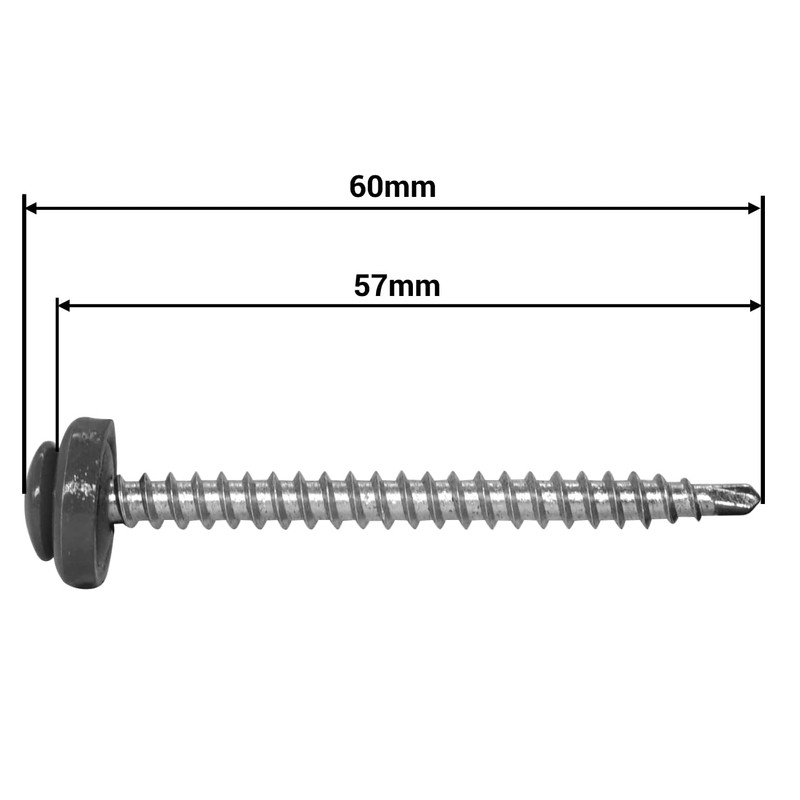 SKIR'CO (40 Pieces) Roofing Screws 4.8 x 60 mm Painted