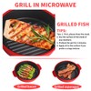 Microwave Grill Pan, Fry Griddle Crisper Pan with Lid for