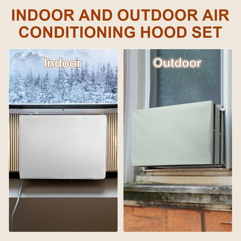 Nkiy Quen 2 Pack Insulation Window Air Conditioner Cover Set-Adjustable