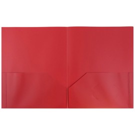 JAM PAPER Plastic 2 Pocket POP Folders - Durable School Folders - Red - Bulk 96/Pack