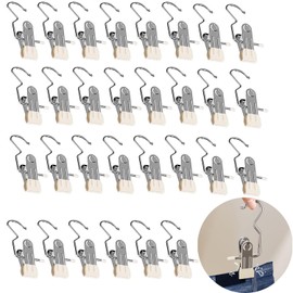 XINYUICEAN Pinzas para Ropa de Acero Inoxidable, 50 Pinzas para Colgar Ropa Tendedero, Soporte para Pinzas de Ropa para Toallas Calcetines Ropa Interior Pantalones Jeans Sombreros, Hanging (Blanco)
