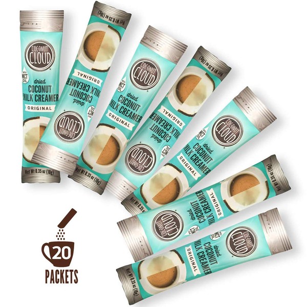 Coconut Cloud: Dairy-Free Coffee Creamer | Minimally Processed, Shelf Stable. Made from Coconut Powdered Milk. | Vegan, Gluten Free, Non-GMO. (Home, Office, Travel), Original Flavor - 20 Sticks