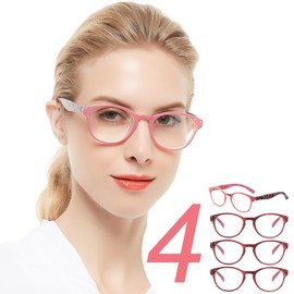 WEMOOTANTS 4 Packs Pink Readers 2.75 for Women Ladies Cute Round Reading Glasses 1.0 1.25 1.5 1.75 2.0 2.25 2.5 275 3.0 3.5 4.0