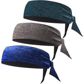 Braylin Headbands for Men, 3-Pack Men's Head-Ties, Breathable Headbands for Tennis, Running, Sweat-Wicking Non Slip