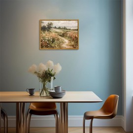 OIQArtOIQ Framed Canvas Wall Art,Vintage Decor,Landscape Nature Country Wildflower Paintings Farmhouse Pictures Modern Artwork Rustic Fall Flower Prints Cottagecore Office Living Room Bedroom Bathroom