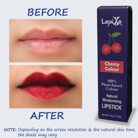 LAPIXO 100% Plant-based Color Lipstick, Unique Formula, Natural + Moisturizing | Non-Toxic, Antioxidant-rich, All Food Ingredients, Natural Matte Vibrant Color, 4.4g/0.15oz (Cherry color)
