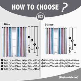 indistar Kids Curtains for Girls Bedroom Aesthetic Decor Colorful Double Layer Star Cut Out Stripe Pink Rainbow Window Wall Home Decoration Curtain,1 Panel（Green/Pink W52 x L84 inch）