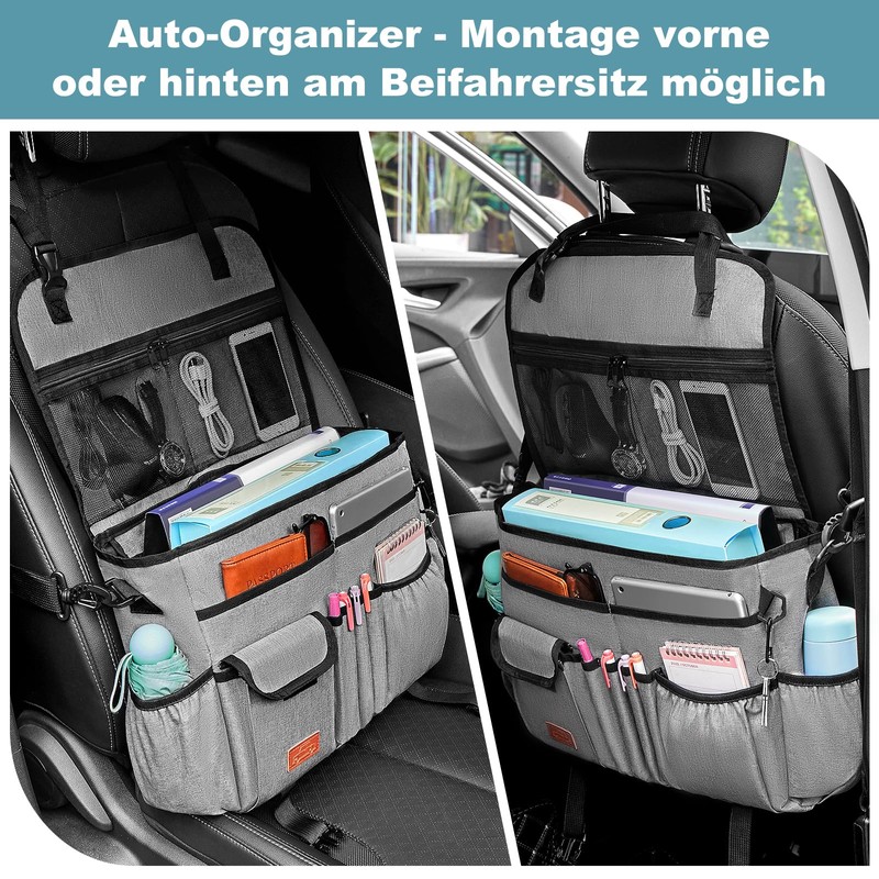 Eurhomewit Car Seat Organiser Front Seat, 2-in-1 Car Organiser Briefcase