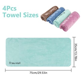 Hopton Pack of 4 Fitness Towels, Sports Towels, Gym, Quick-Drying Gym Towel, 4 Colours, Microfibre Towel, Sports Towels for Swimming, Yoga, Gym, 35 x 75 cm