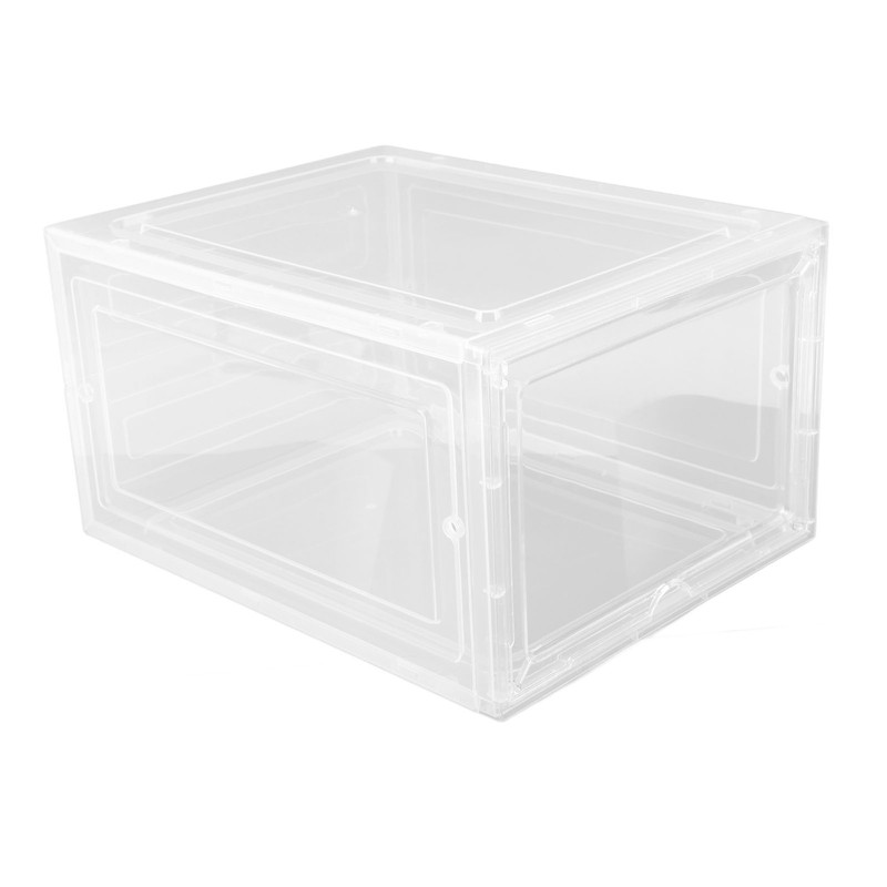 Shoe Storage Box Clear Acrylic with Magnet Front Door Stackable
