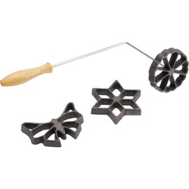 Westmark Wafflebäckerei, with 3 designs, with recipe booklet, mold size: 7 - 9 cm, steel / wood, silver / light brown, 32242260