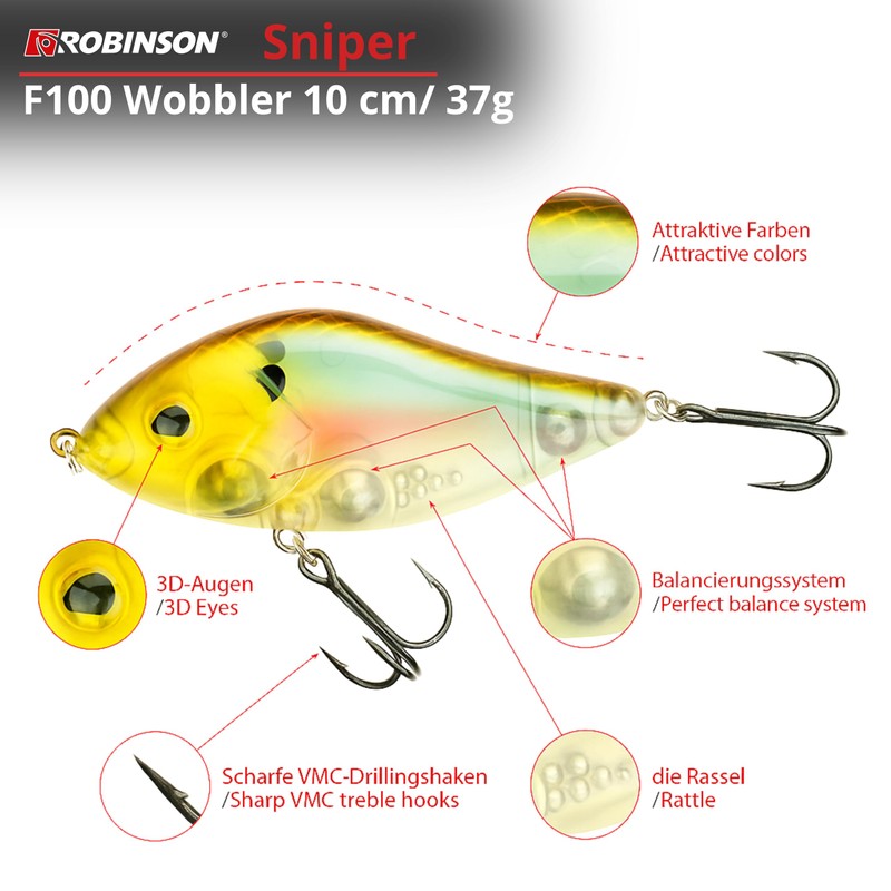 Robinson Fishing Lure for Large Predatory Fish - Jerkbait Wobbler,