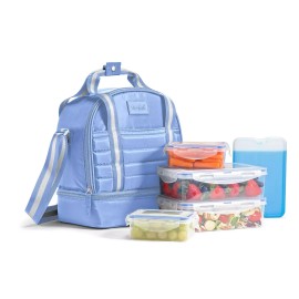 Fit & Fresh Lunch Bag, Includes Meal Prep Set and Ice Pack, Blue