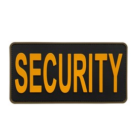 uuKen - Parche grande para oficiales de seguridad de PVC, 4 x 8 pulgadas, fuerzas para chaleco táctico Molle Guard soporte para placas (negro y amarillo, L 8 x 4 pulgadas)