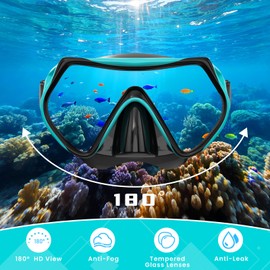 Snorkeling Gear for Adults, Adult Snorkel Mask Set Scuba Diving Dry-Top, Swimming Goggles w/Nose Cover, HD Tempered Glass Panoramic Anti-Leak Anti-Fog, Travel Snorkeling Packages Storage Bag, 2 Pack