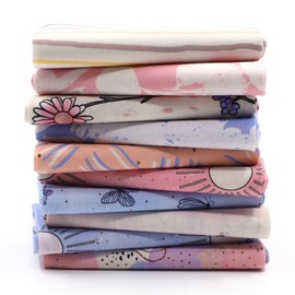 Caspi Crafts -10 Pieces 18"x21" Fat Quarters Fabric Bundles Pink, Spring Floral Cotton Fabric, Fabric for Crafts, Precut Squares for Sewing, Quilting, Patchwork, (Baby Pink & Blue)